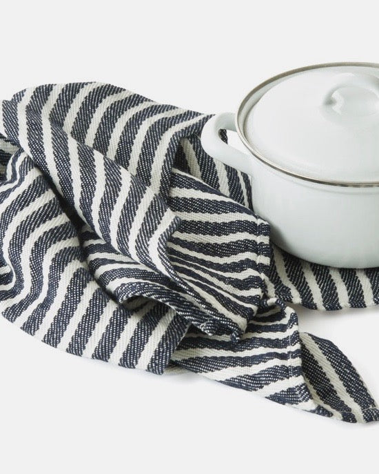 Thick Linen Border Kitchen Cloth | White with Dark Edge Multi-Purpose Towel