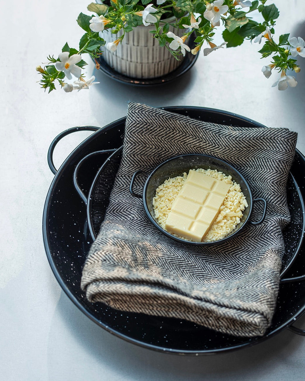 Thick Linen Herringbone Kitchen Cloth | Neutral Dark-Tone Multi-Purpose Towel