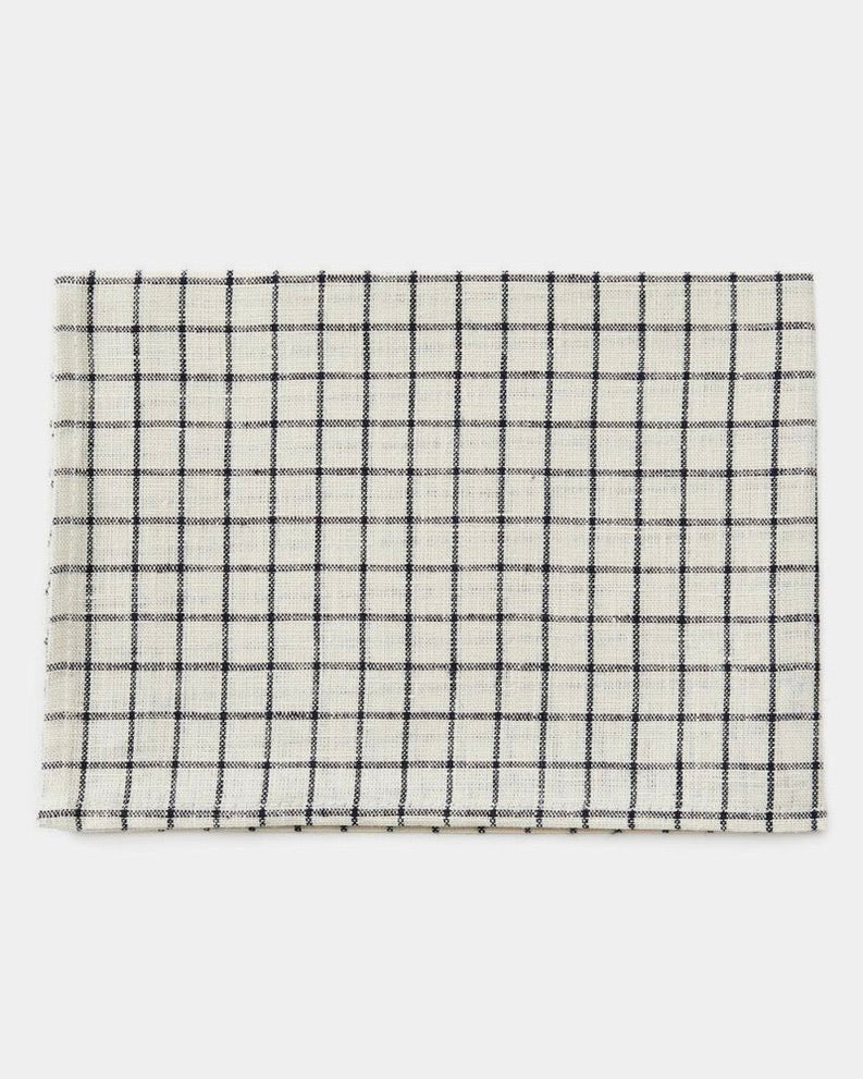Ivory Grid Linen Kitchen Cloth | Neutral Plaid Multi-Purpose Towel